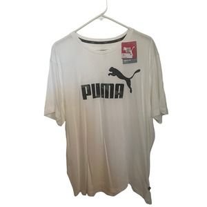 Puma White Cotton Crew Neck Classics Casual Logo Men's T Shirt Size XL